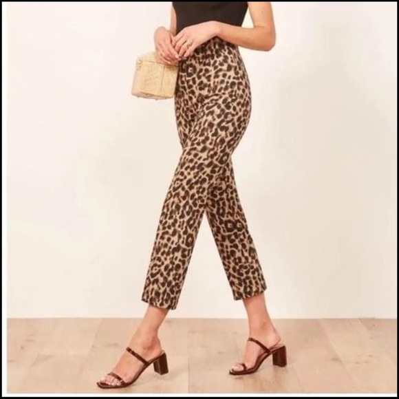 Reformation Leopard Print Pants NWT Size 6 - Picture 2 of 5